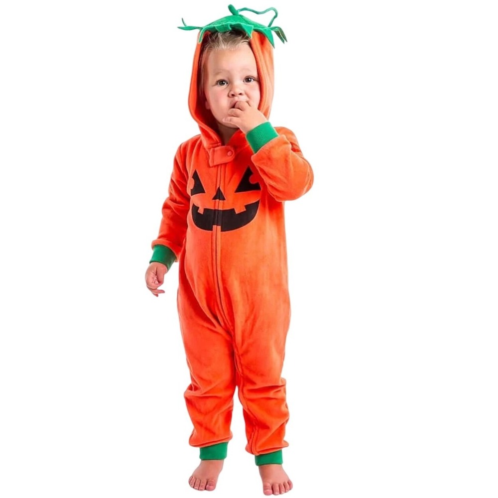 Tipsy Elves Toddler Pumpkin Halloween Costume Orange Fleece Jumpsuit 2T NEW